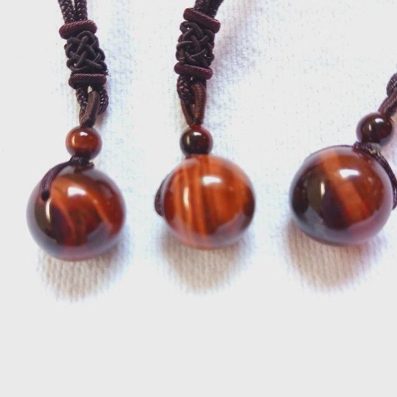 Red Tiger eye pendant draw string necklace beautiful marble crystal necklace - Picture 3 of 7